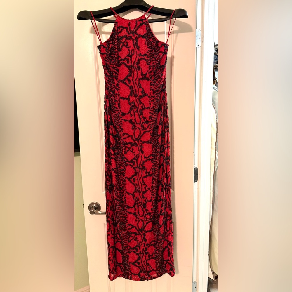 Basix II Red Beaded Silk Dress- My San Francisco’s party dress